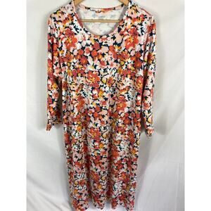 Lands End Floral Print Long Sleeve Dress Size 1X